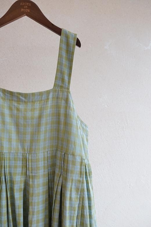 MAKU textiles｜棉质背带裙连衣裙(浅蓝/绿格纹) 商品图10