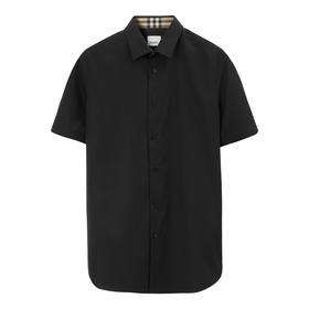 BURBERRY 巴宝莉 男士马术骑士徽标弹力棉质短袖衬衫 深蓝色 8079595 A1222