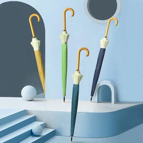 日韩系小清新直杆伞拼接长柄伞礼品广告伞晴雨两用弯柄雨伞