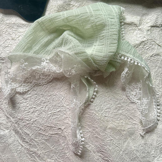 【法式三角巾】女士蕾丝 夏季防晒薄款透气百搭时尚头巾 飘带头发带丝巾 商品图8