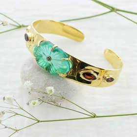 北京仓｜Leticia Ponti-Manchette Camila-磷灰石色 水晶 石榴石 手镯［法国设计师］