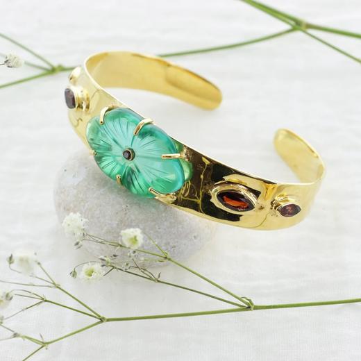 北京仓｜Leticia Ponti-Manchette Camila-磷灰石色 水晶 石榴石 手镯［法国设计师］ 商品图0