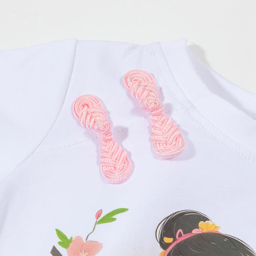 贝贝怡童装女童短袖套装马面裙中国风两件套2024夏季新款t恤短裙ZB2DT030 商品图2