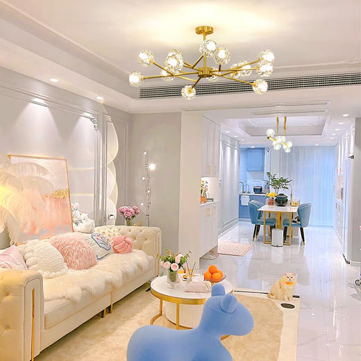 月影智能护眼灯客厅吊灯餐厅灯全铜轻奢水晶灯中山灯具套餐三室两厅 15头【全网通智控/RA97】22-28㎡ 商品图1