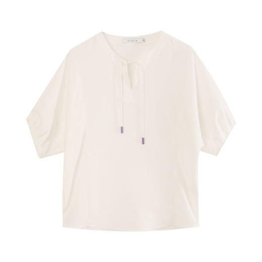 玳莎砂洗电力纺绳带V领小衫女2024年夏季新款100%桑蚕丝上衣衬衫  EB31104 商品图4