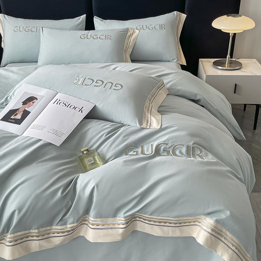 【紫韵家纺】紫韵 “轻奢时代”长绒棉床饰套件 ZY-TG1669 飘蓝 被套 200*230cm 商品图3