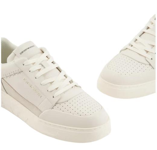 ARMANI 阿玛尼 2024春夏新品 男士系带低帮拼接休闲运动鞋 520礼物 米白色 X4X657 XR101 T847 5/39 商品图2