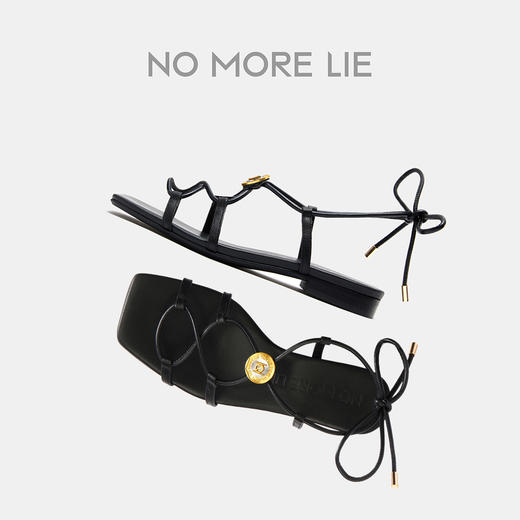直述NOMORELIE 金币交叉绑带罗马凉鞋 商品图1