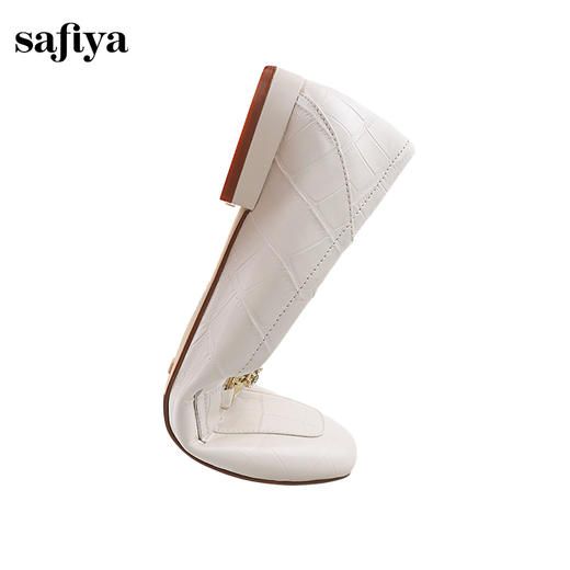 Safiya/索菲娅2024复古金属扣真皮石头纹通勤单鞋 SF41112413 商品图8