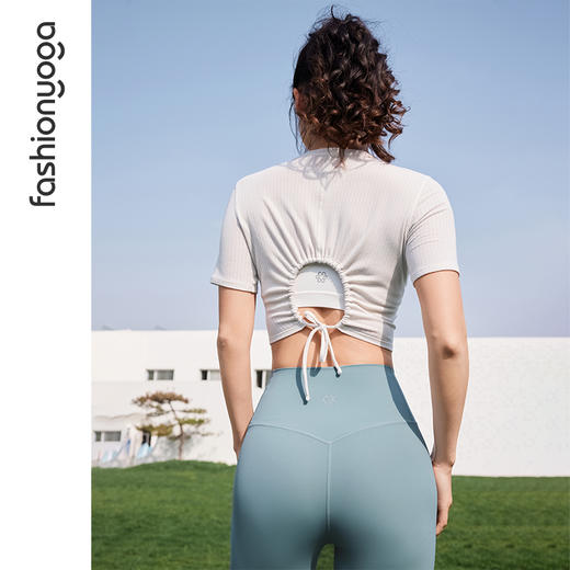 凡圣瑜伽抽褶镂空短袖外搭F14313 商品图12