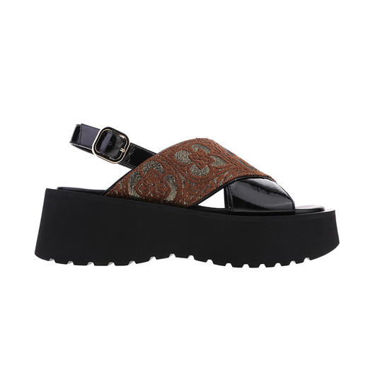 sheme进口提花布料搭配进口袋鼠皮休闲时尚女士厚底凉鞋可定制 商品图6