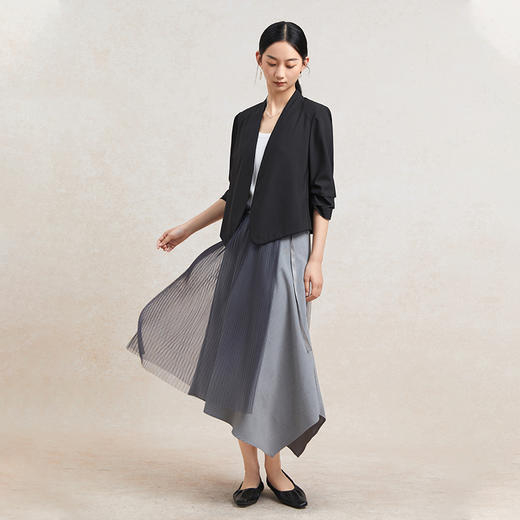 famecoco范可儿无领通勤西装女士夏季极简薄款西服外套FAC3AW005 商品图4