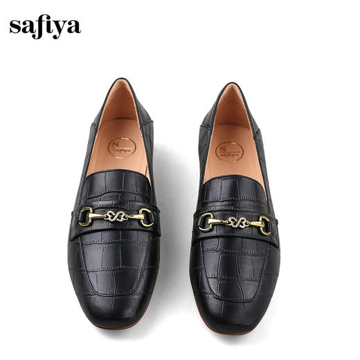 Safiya/索菲娅2024复古金属扣真皮石头纹通勤单鞋 SF41112413 商品图1