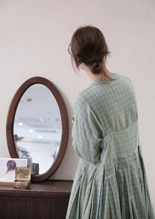 MAKU textiles｜棉质背带裙连衣裙(浅蓝/绿格纹) 商品图6
