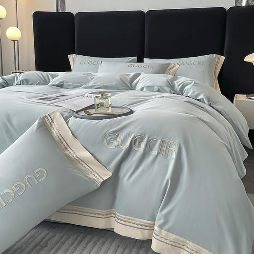 【紫韵家纺】紫韵 “轻奢时代”长绒棉床饰套件 ZY-TG1669 飘蓝 被套 200*230cm 商品图2