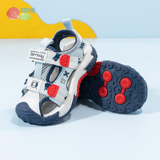 贝贝怡童鞋2022夏季男童凉鞋小童宝宝儿童凉鞋防滑魔术贴ZB2DX020 商品图1