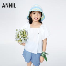 女童小A摆甜美短袖上衣新款安奈儿童装实体店同款AG421811