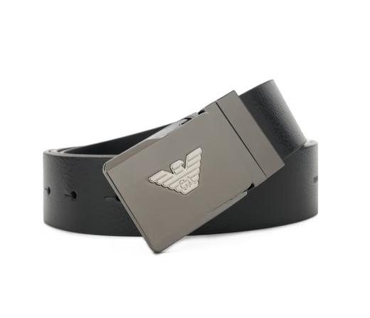 当季新品 ARMANI 阿玛尼 2024春夏新品 EA男士金属鹰标扳扣牛皮腰带皮带礼盒礼袋 黑色 Y4S623 YQ50X 81386 TU 商品图2