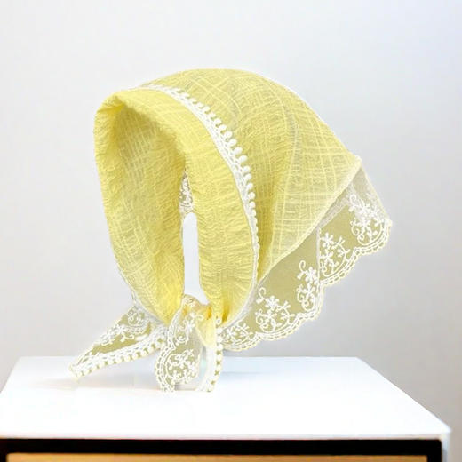 【法式三角巾】女士蕾丝 夏季防晒薄款透气百搭时尚头巾 飘带头发带丝巾 商品图9