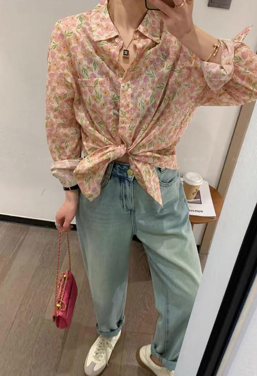 老米优品🌸gao品质！法式夏日《韩代款 粉色碎花纯棉防晒衬衫》100%棉，来去缝工艺考究，谁不爱碎花！CY240515A 商品图9