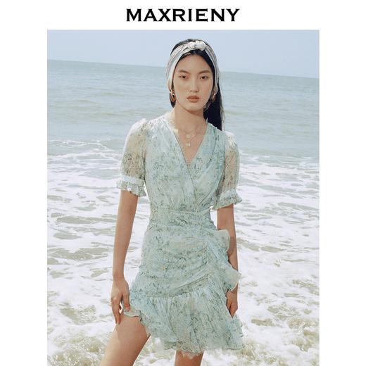 MAXRIENY蕾丝气质性感夏季复古春夏法式印花连衣裙设计师薄荷曼波(货号:MC87DR319) 商品图2