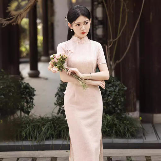 粉色蕾丝改良素雅旗袍GR1096 商品图2