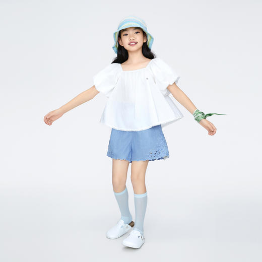 女童小A摆甜美短袖上衣新款安奈儿童装实体店同款AG421811 商品图3