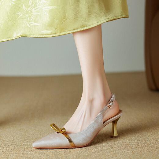【预售5天】2024新款新中式女鞋蝴蝶结尖头包头凉鞋女仙女风高跟鞋女细跟气质BE&b7188 商品图2
