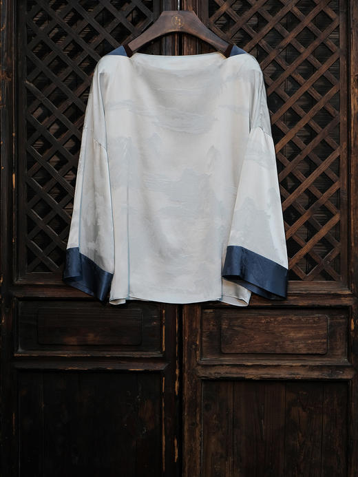 限量款 |STJINGx凯喜雅x故宫 |千里江山流光一字领插肩撞色上衣(不退不换) 商品图9