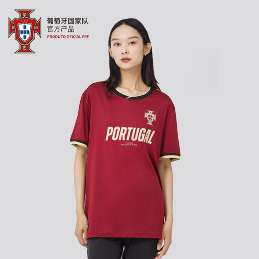 葡萄牙国家队官方商品丨红金复古T恤经典队徽夏季短袖运动足球迷 商品图1
