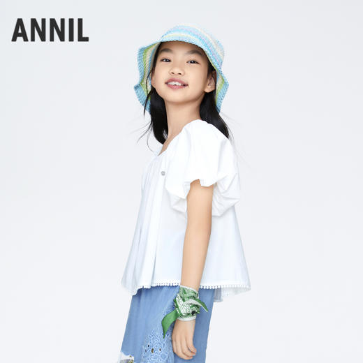女童小A摆甜美短袖上衣新款安奈儿童装实体店同款AG421811 商品图1
