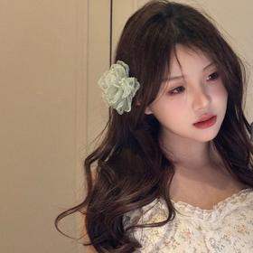 【绝美啦❗️超仙欧根纱花朵发夹】2025年新款度假风刘海夹森系花花夹子，带上秒拍氛围感照片美出新高度，网红夹子发饰仙女款发饰后脑勺夹QQ
