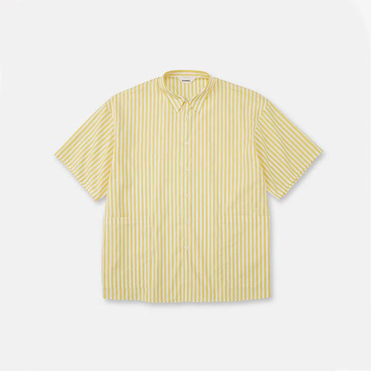 DIGAWEL Side pocket S/S shirt 超长棉侧口袋廓形短袖条纹衬衫 商品图3