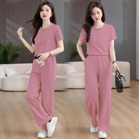 时尚纯色，多扣休闲套装HR-KSM8507