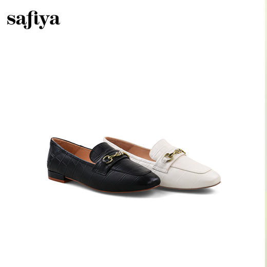 Safiya/索菲娅2024复古金属扣真皮石头纹通勤单鞋 SF41112413 商品图2