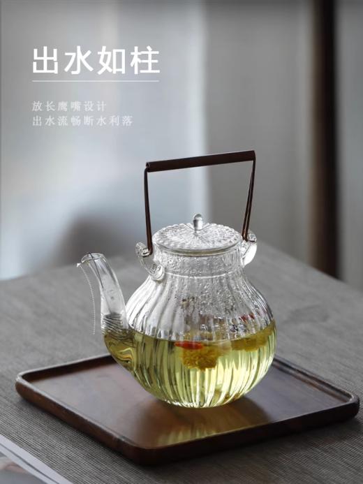 淼森花境丨日式手工高硼硅玻璃花茶壶泡茶壶烧水壶提梁壶菊瓣壶煮茶清水严选 商品图5