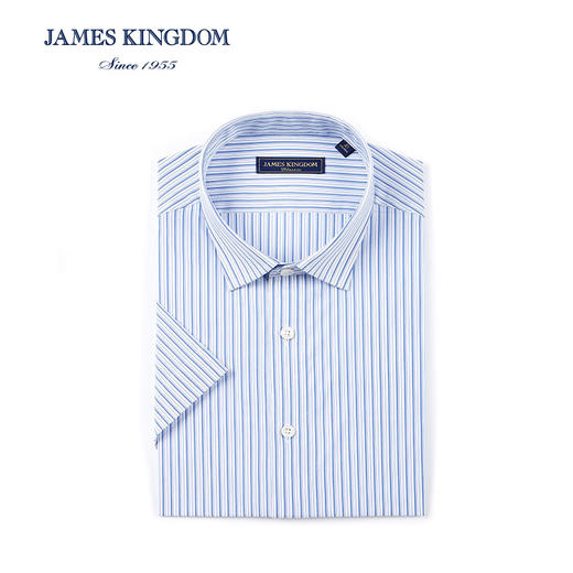 【春夏商务条纹短袖  1件99/2件180/3件258】占姆士男士夏季棉质短袖中条纹商务短袖衬衫 商品图1