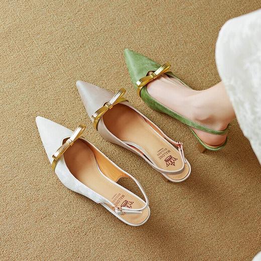 【预售5天】2024新款新中式女鞋蝴蝶结尖头包头凉鞋女仙女风高跟鞋女细跟气质BE&b7188 商品图4