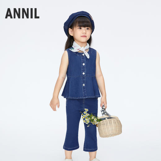 女童泡芙软软牛仔套装新款安奈儿童装实体店同款XG422600 商品图1