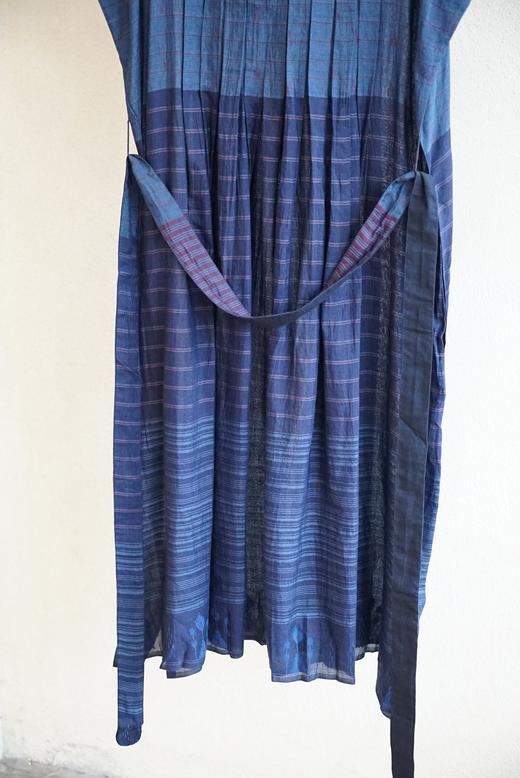 MAKU textiles｜丝棉箱褶条纹连衣裙(配腰带) 商品图10