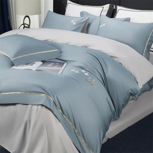 【紫韵家纺】紫韵 “柏拉图”长绒棉床饰套件 英伦灰 被套 200*230cm 商品图2