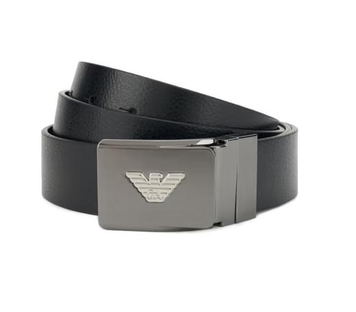 当季新品 ARMANI 阿玛尼 2024春夏新品 EA男士金属鹰标扳扣牛皮腰带皮带礼盒礼袋 黑色 Y4S623 YQ50X 81386 TU 商品图1