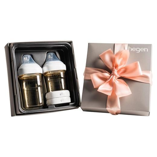 【刮码发货】Hegen赫根PPSU婴儿多功能奶瓶礼盒（150ml奶瓶+240ml奶瓶+2个奶瓶储存盖） 白色 商品图0
