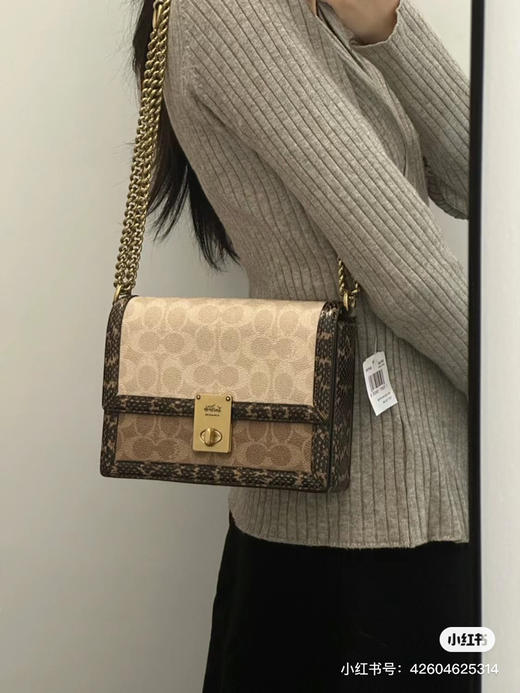 Hutton哈顿牛皮链条小方包单肩斜挎包 商品图0