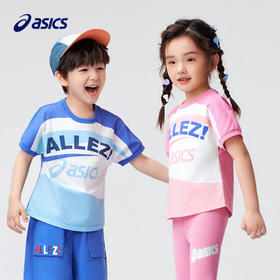 ASICS/亚瑟士童装2024儿童夏季奥运趣味短袖T恤凉感吸汗抗菌新品