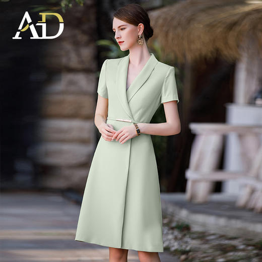 AD薄荷绿法式连衣裙女夏季短袖职业西装裙气质工作服职场通勤女装 商品图1