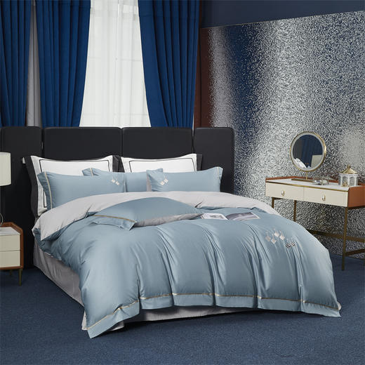 【紫韵家纺】紫韵 “柏拉图”长绒棉床饰套件 英伦灰 被套 200*230cm 商品图1