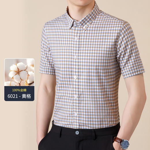 红览 男短袖衬衫夏季薄款纯棉休闲衬衣 商品图13