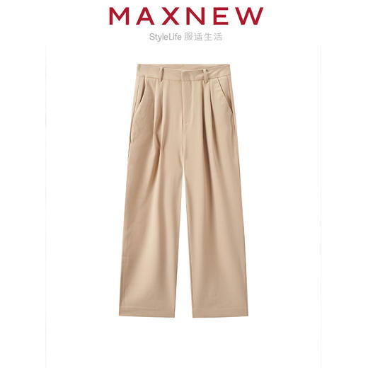 【长裤】 女装亲肤舒适爽滑立体双褶通勤宽松直筒长裤 1N2224502 商品图2