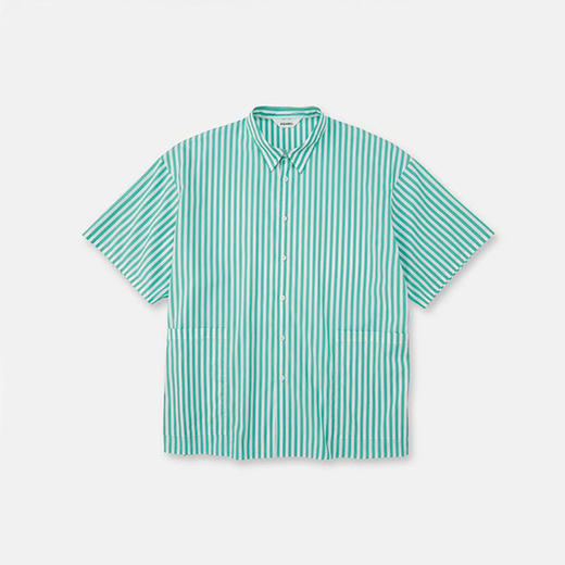 DIGAWEL Side pocket S/S shirt 超长棉侧口袋廓形短袖条纹衬衫 商品图2